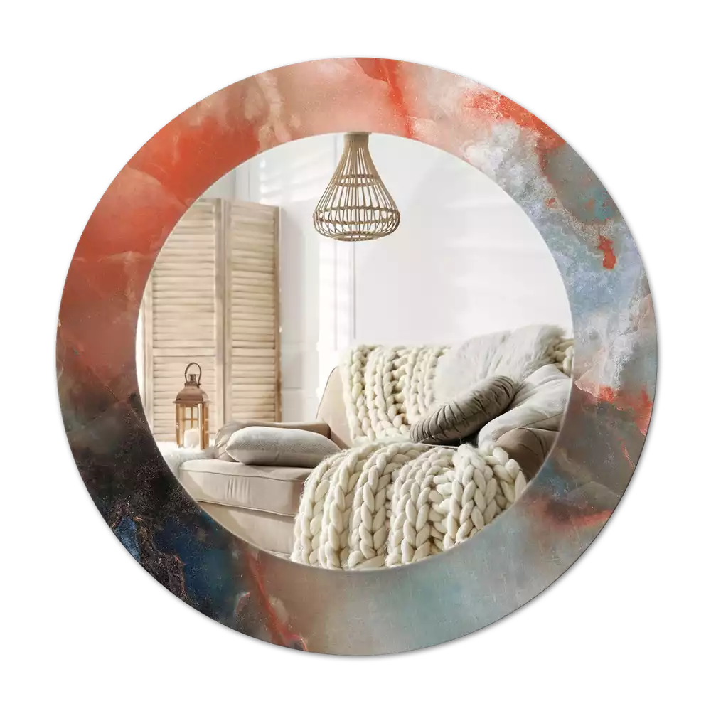 Lustro z drukowaną ramką w motywie onyksowego marmuru