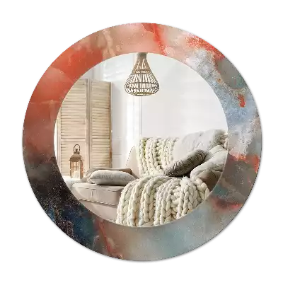 Lustro z drukowaną ramką okrągłe Onyksowe marmury