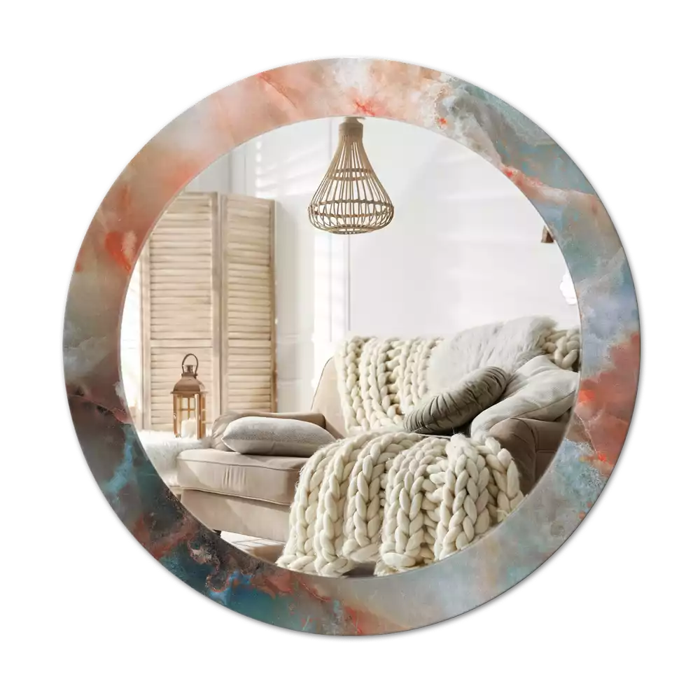 Lustro z drukowaną ramką w motywie onyksowego marmuru