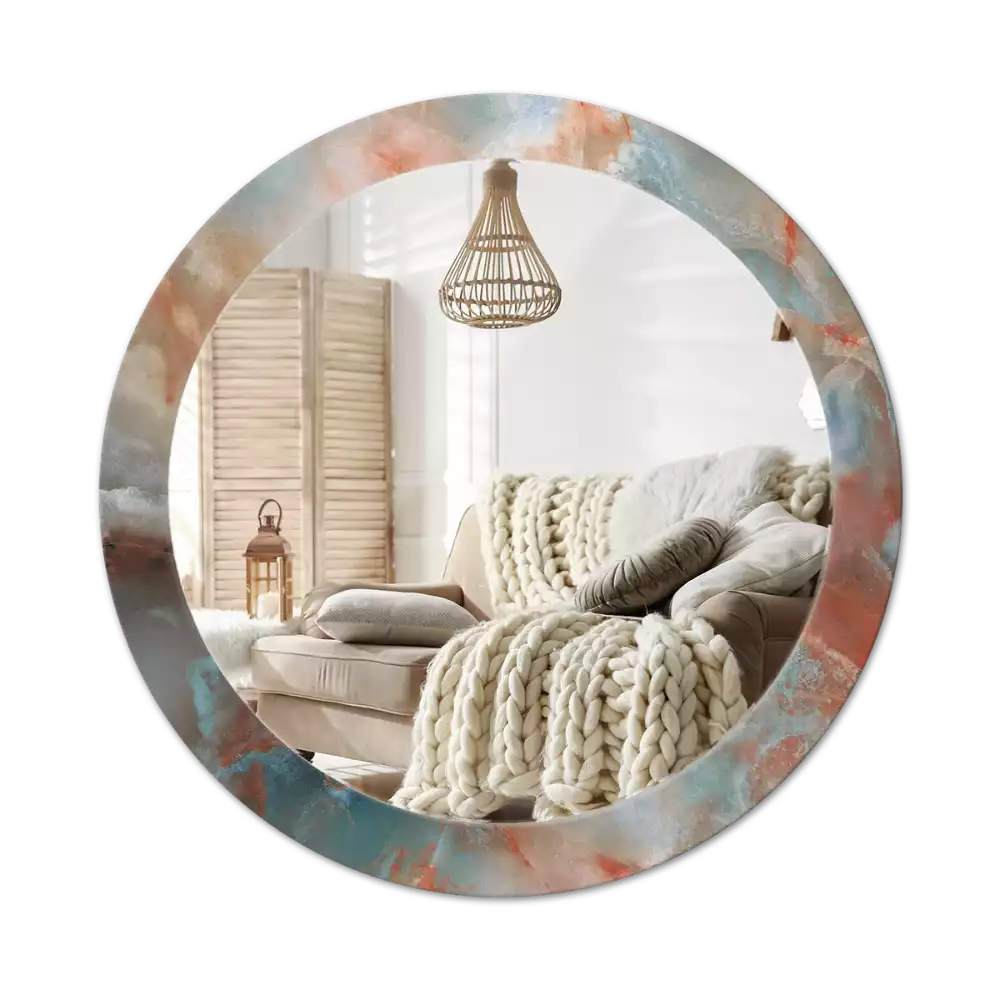 Lustro z drukowaną ramką w motywie onyksowego marmuru