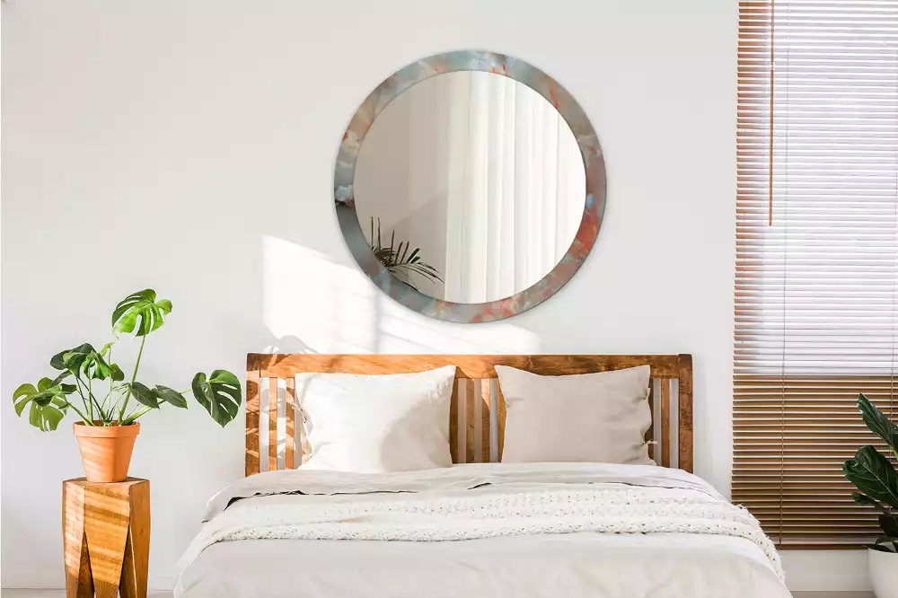 Lustro z drukowaną ramką w motywie onyksowego marmuru