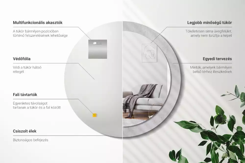 Lustro z drukowaną ramką w teksturze betonu