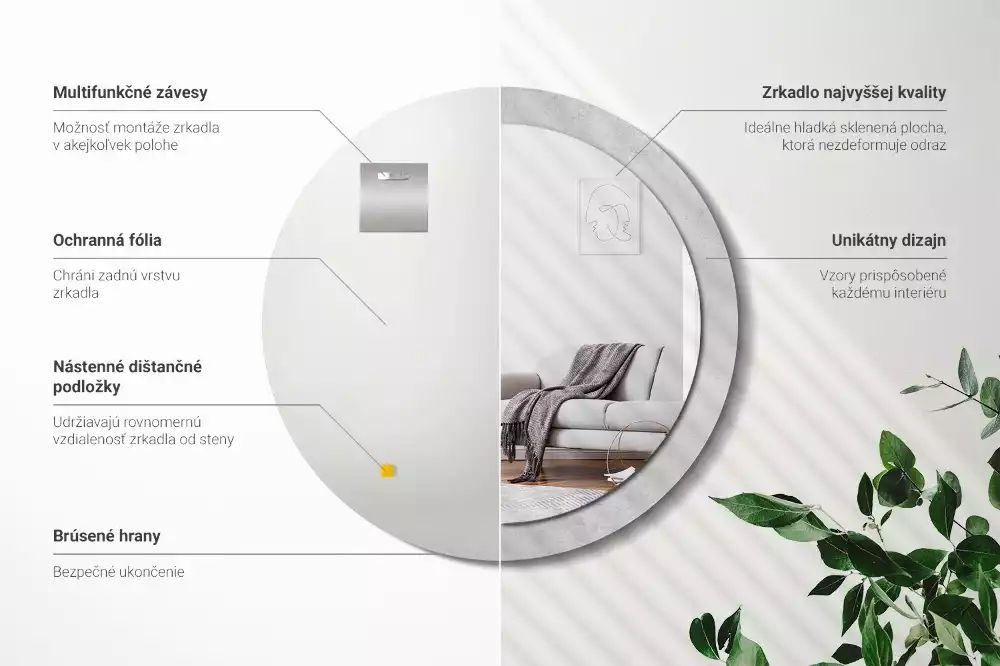 Lustro z drukowaną ramką w teksturze betonu