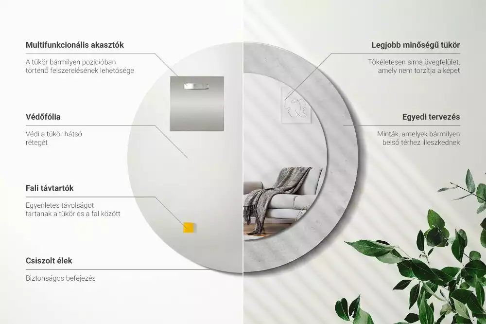 Lustro z drukowaną ramką w teksturze betonu