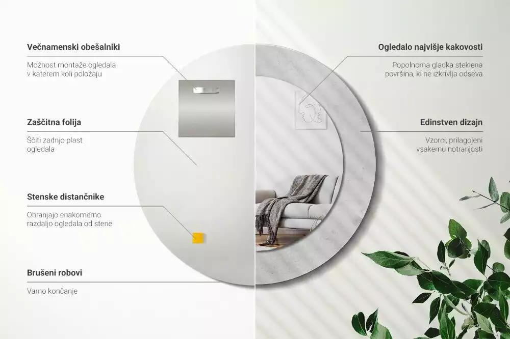 Lustro z drukowaną ramką w teksturze betonu