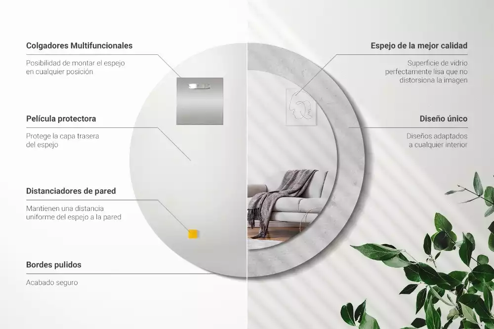 Lustro z drukowaną ramką w teksturze betonu