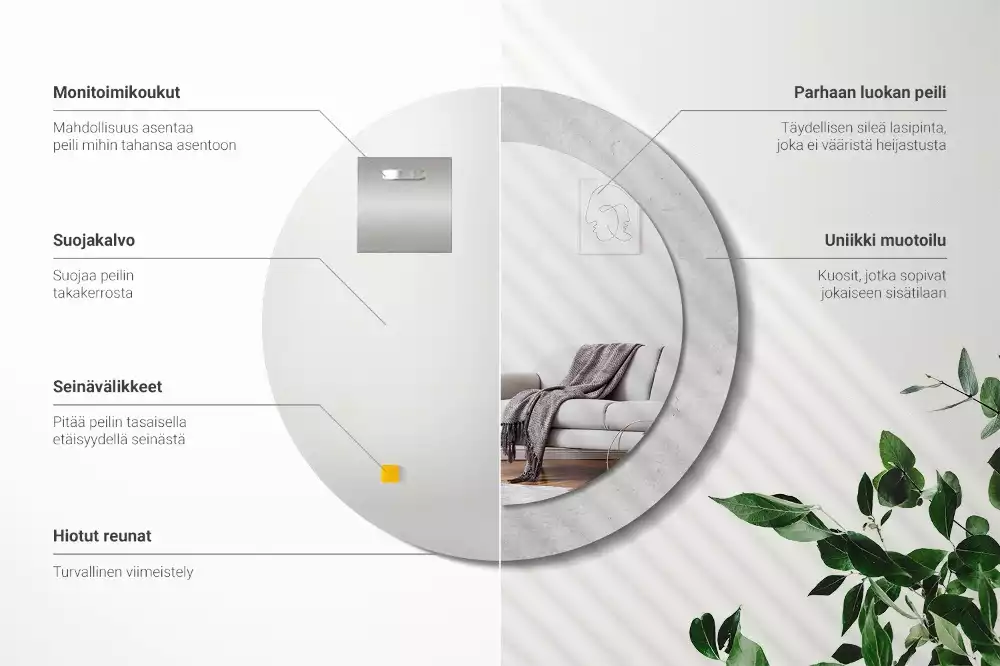 Lustro z drukowaną ramką w teksturze betonu