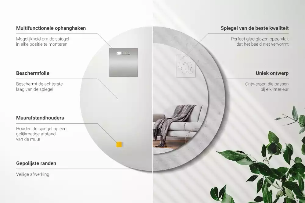 Lustro z drukowaną ramką w teksturze betonu