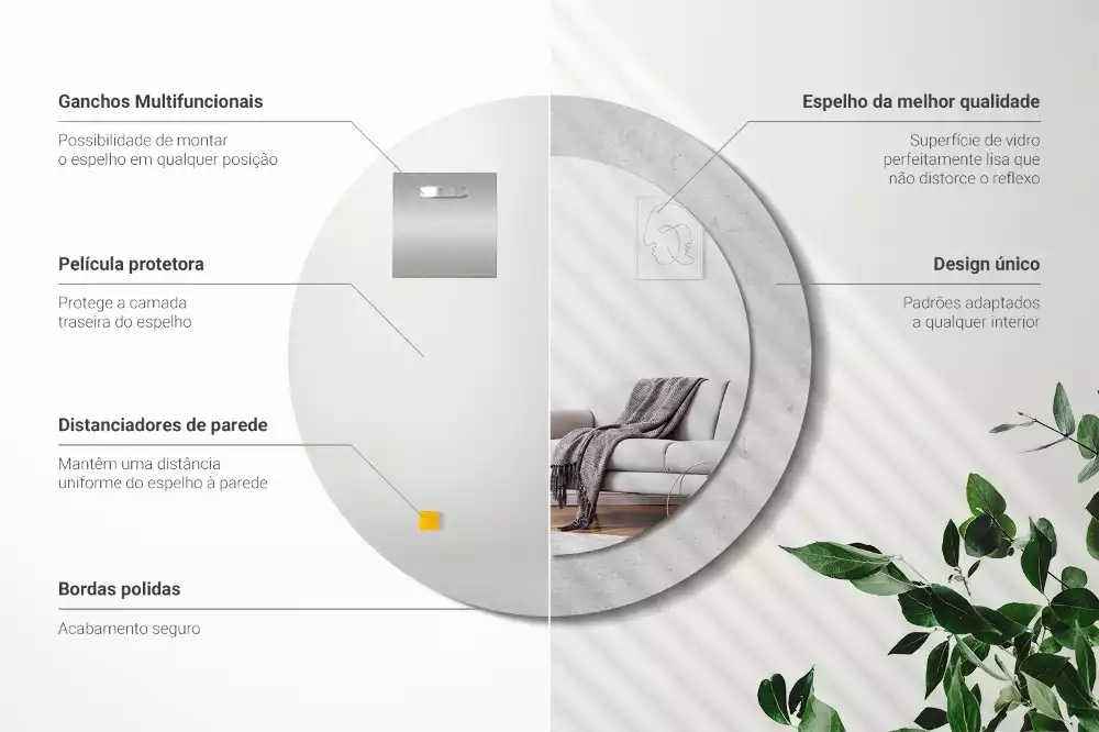 Lustro z drukowaną ramką w teksturze betonu