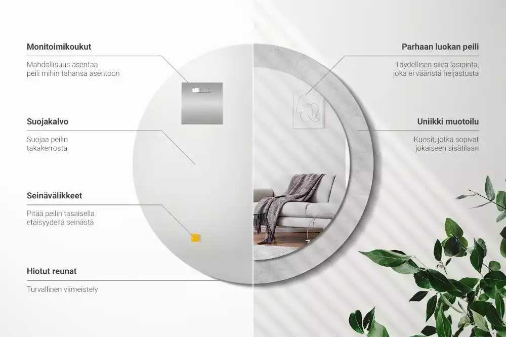 Lustro z drukowaną ramką w teksturze betonu