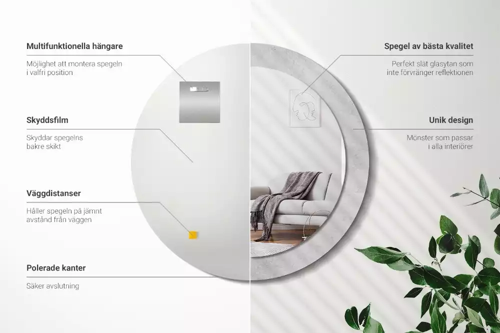 Lustro z drukowaną ramką w teksturze betonu