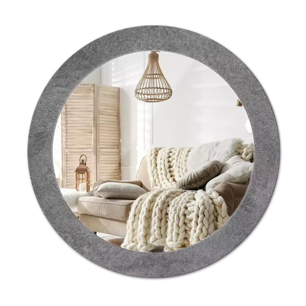 Lustro ścienne dekoracyjne w kształcie okręgu z teksturą betonu