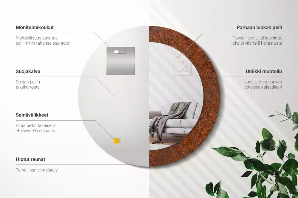 Lustro w ramie z nadrukiem w motywie zardzewiałego metalu