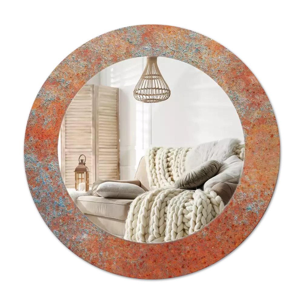 Lustro ścienne dekoracyjne w rdzawym metalicznym wykończeniu