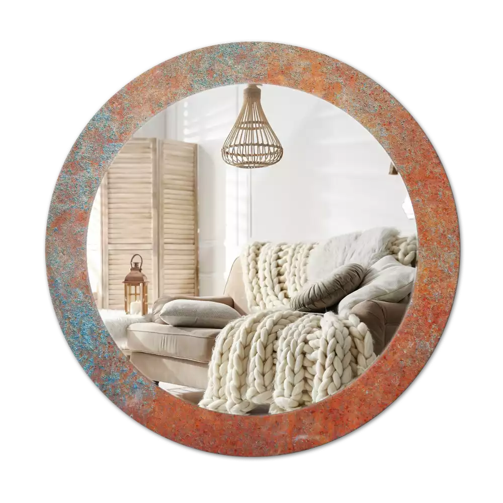 Lustro ścienne dekoracyjne w rdzawym metalicznym wykończeniu