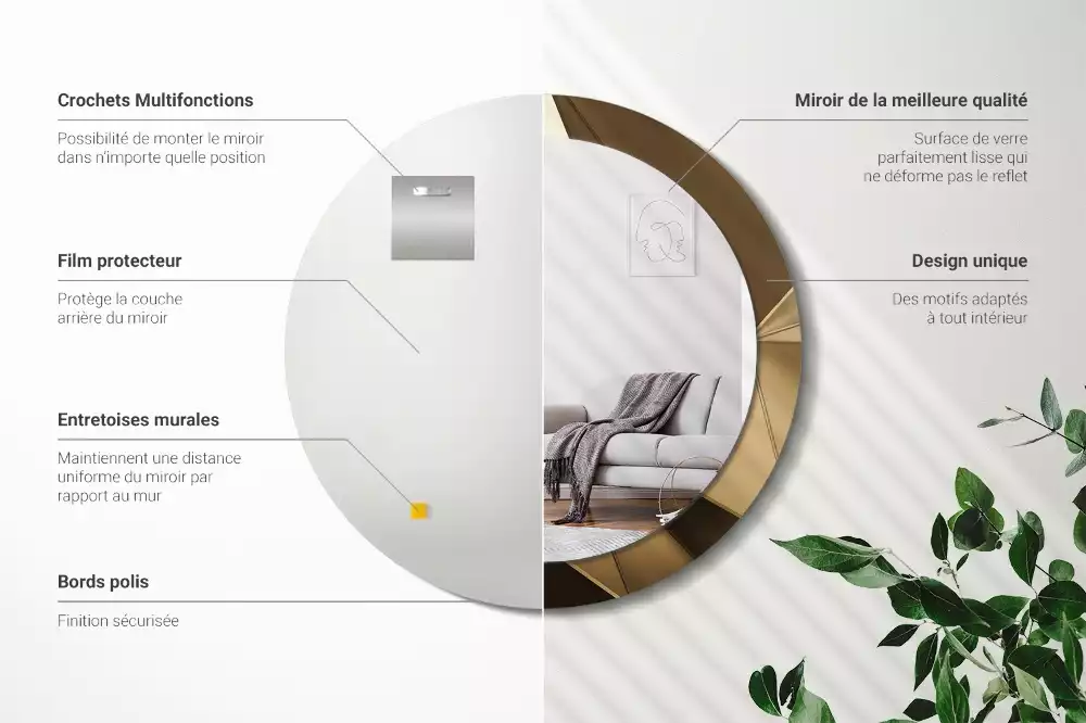 Lustro z drukowaną ramką w motywie nowoczesnej abstrakcji