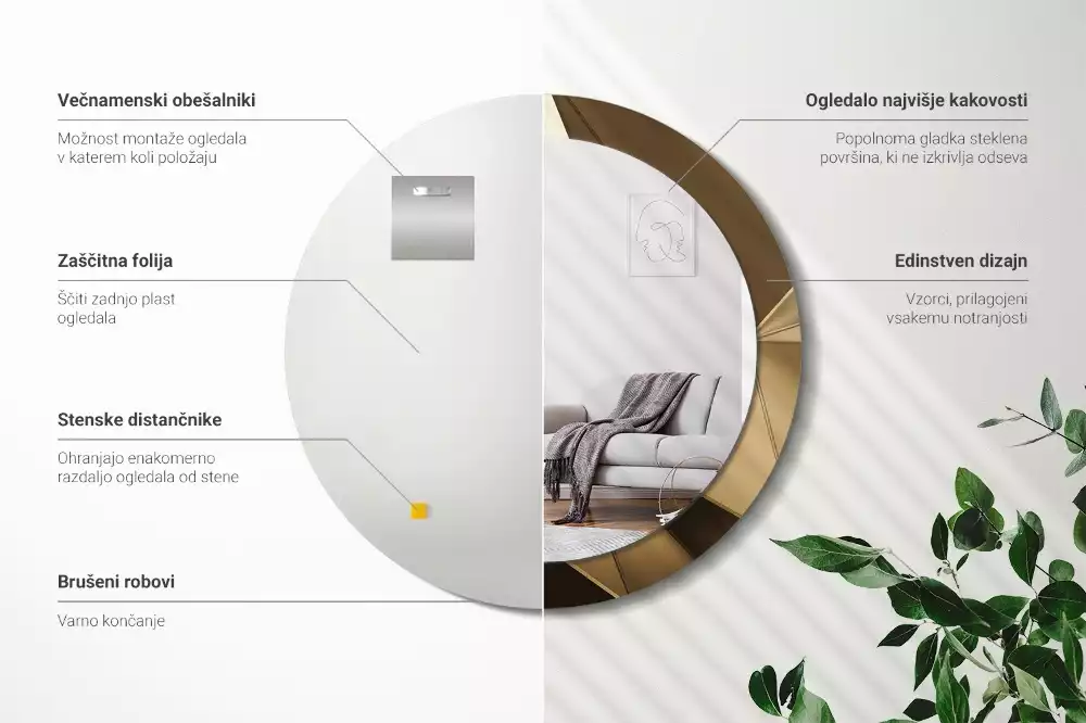 Lustro z drukowaną ramką w motywie nowoczesnej abstrakcji