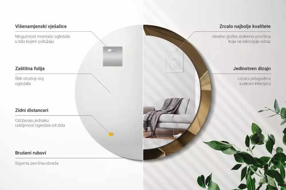 Lustro z drukowaną ramką w motywie nowoczesnej abstrakcji