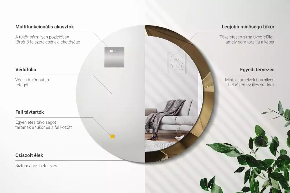 Lustro z drukowaną ramką w motywie nowoczesnej abstrakcji