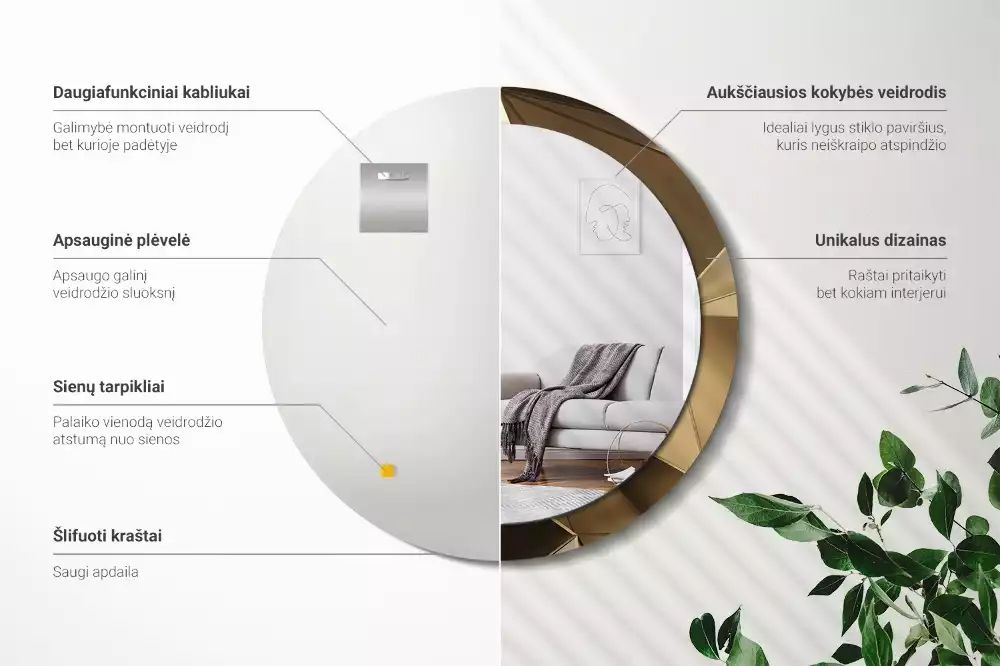 Lustro z drukowaną ramką w motywie nowoczesnej abstrakcji