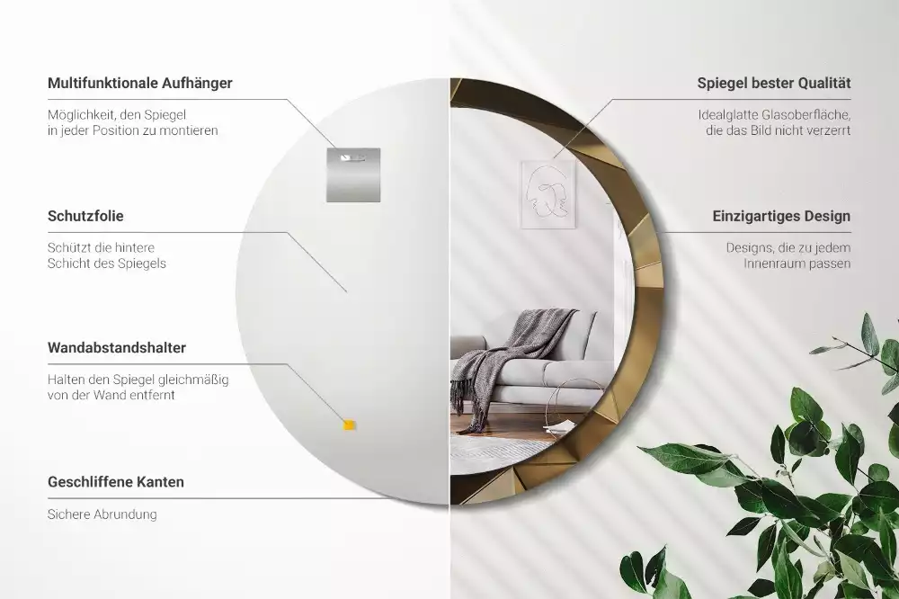 Lustro z drukowaną ramką w motywie nowoczesnej abstrakcji