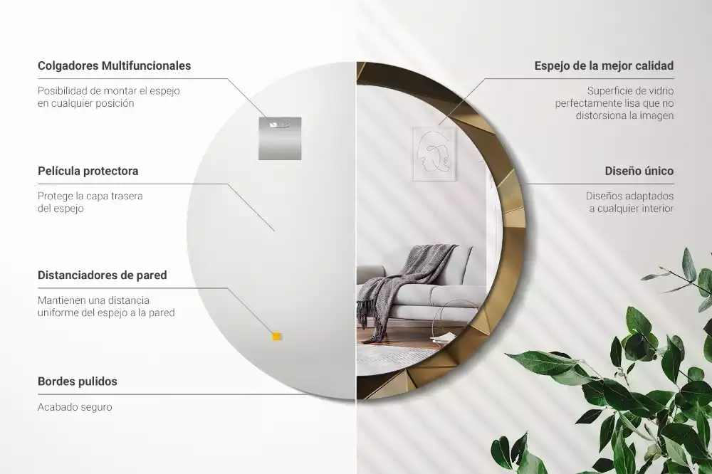 Lustro z drukowaną ramką w motywie nowoczesnej abstrakcji