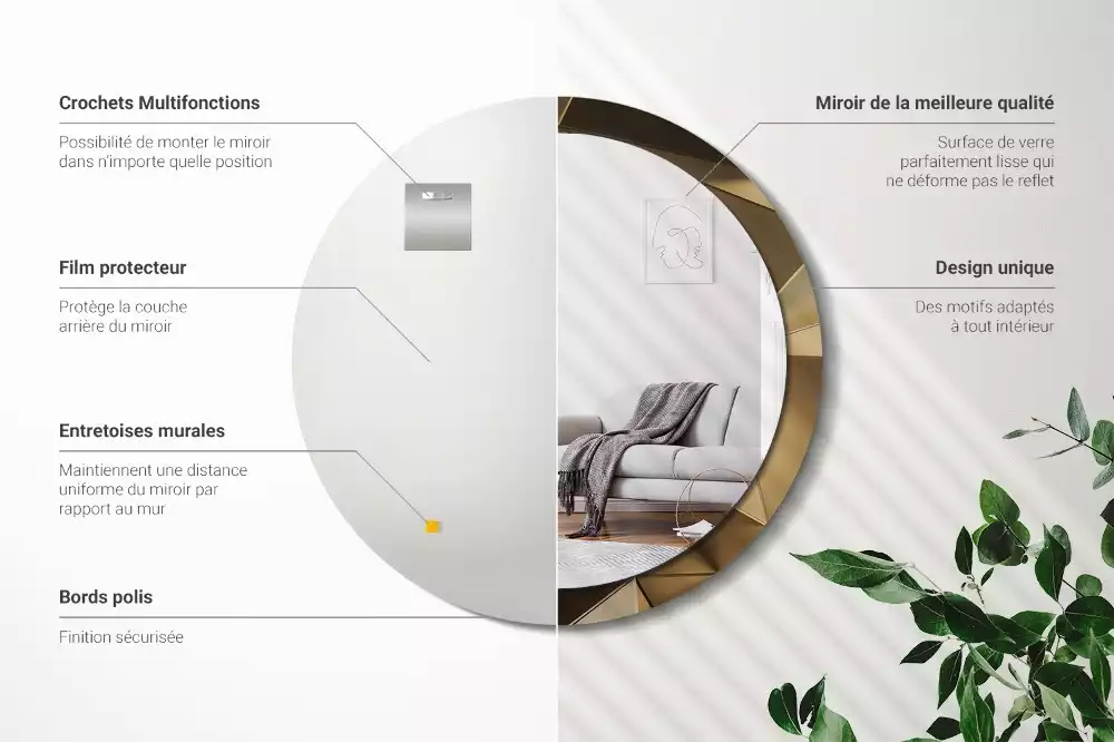 Lustro z drukowaną ramką w motywie nowoczesnej abstrakcji