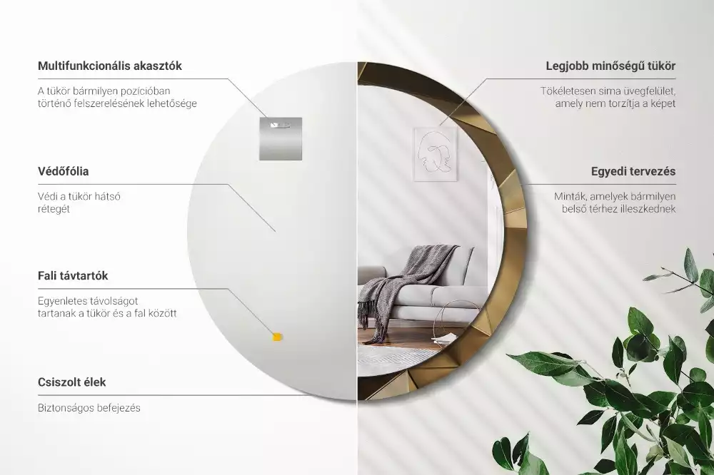 Lustro z drukowaną ramką w motywie nowoczesnej abstrakcji