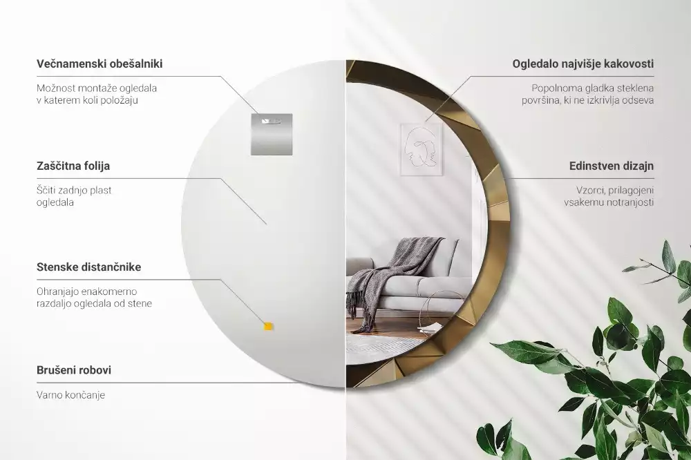 Lustro z drukowaną ramką w motywie nowoczesnej abstrakcji