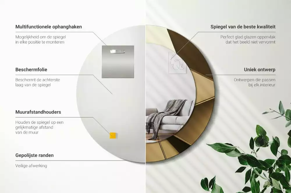 Lustro z drukowaną ramką w motywie nowoczesnej abstrakcji