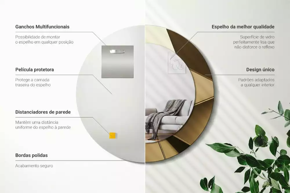 Lustro z drukowaną ramką w motywie nowoczesnej abstrakcji