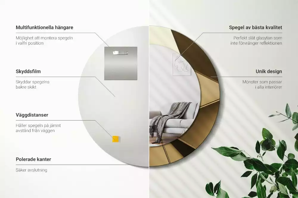 Lustro z drukowaną ramką w motywie nowoczesnej abstrakcji