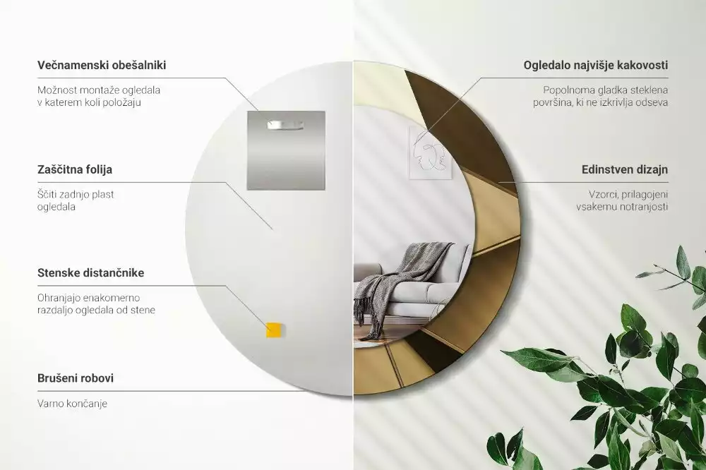 Lustro z drukowaną ramką w motywie nowoczesnej abstrakcji