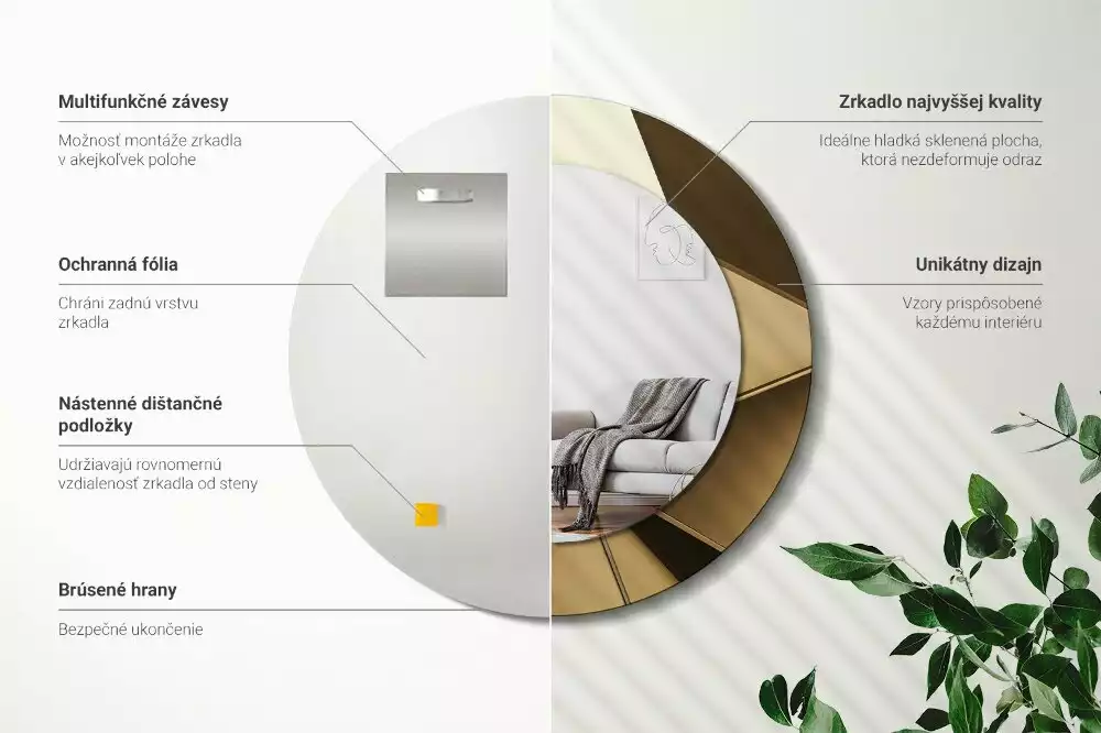 Lustro z drukowaną ramką w motywie nowoczesnej abstrakcji