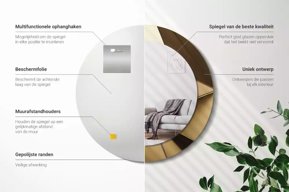 Lustro z drukowaną ramką w motywie nowoczesnej abstrakcji