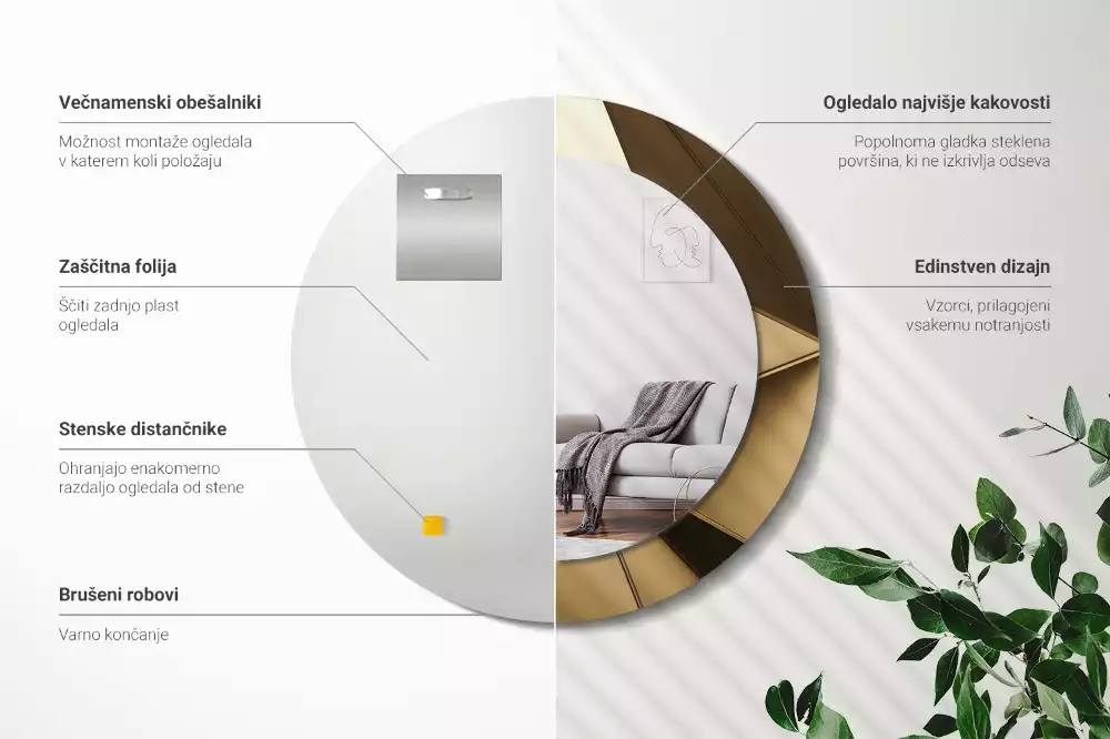 Lustro z drukowaną ramką w motywie nowoczesnej abstrakcji