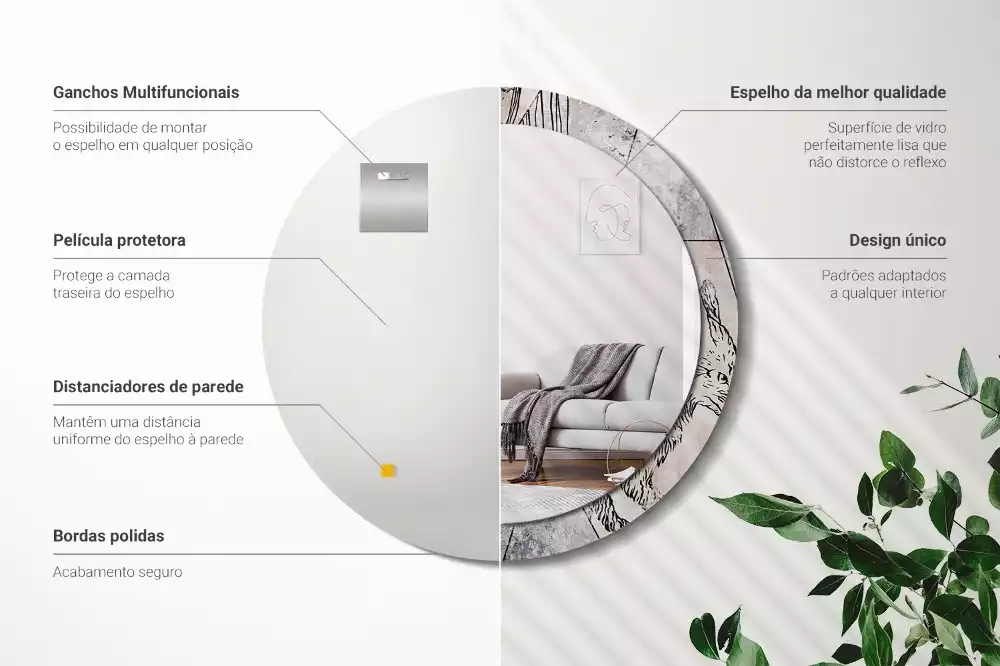 Lustro ścienne dekoracyjne o okrągłym kształcie z motywem abstrakcyjnych zwierząt