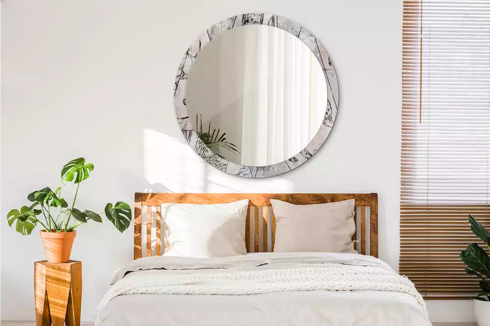 Lustro ścienne dekoracyjne o okrągłym kształcie z motywem abstrakcyjnych zwierząt