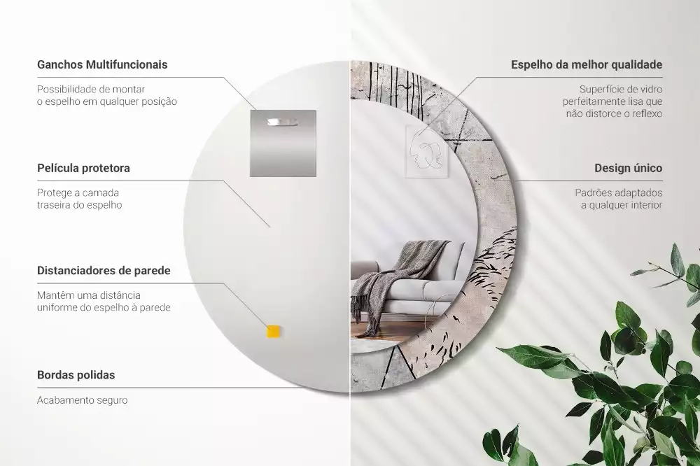 Lustro ścienne dekoracyjne o okrągłym kształcie z motywem abstrakcyjnych zwierząt