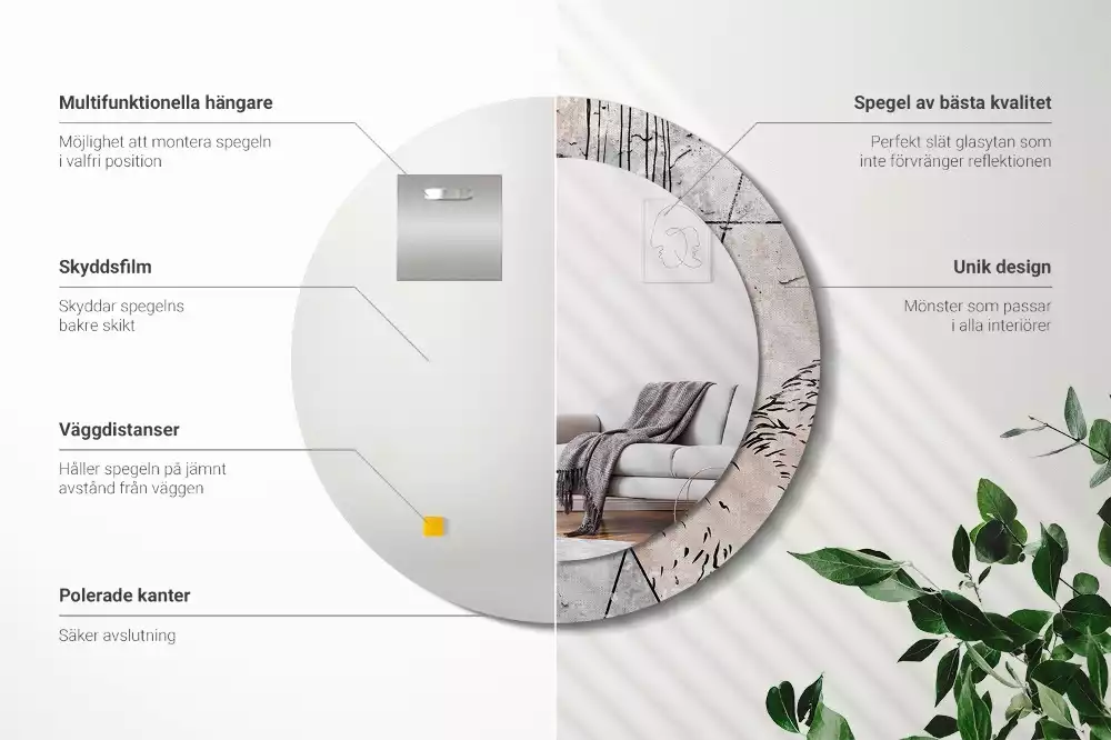 Lustro ścienne dekoracyjne o okrągłym kształcie z motywem abstrakcyjnych zwierząt