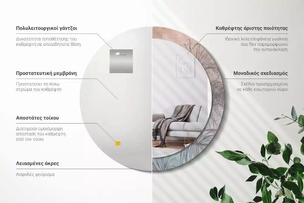 Lustro z drukowaną ramką w motywie tropikalnych kwiatów