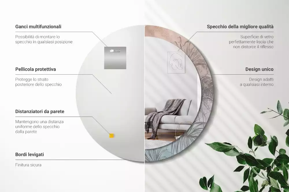 Lustro z drukowaną ramką w motywie tropikalnych kwiatów