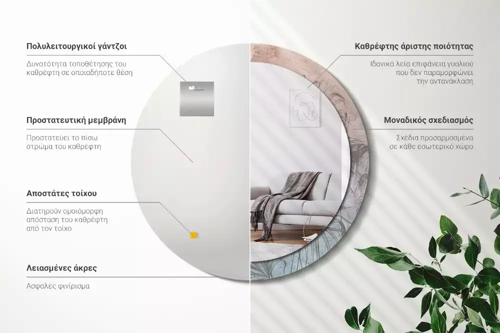 Lustro z drukowaną ramką w motywie tropikalnych kwiatów