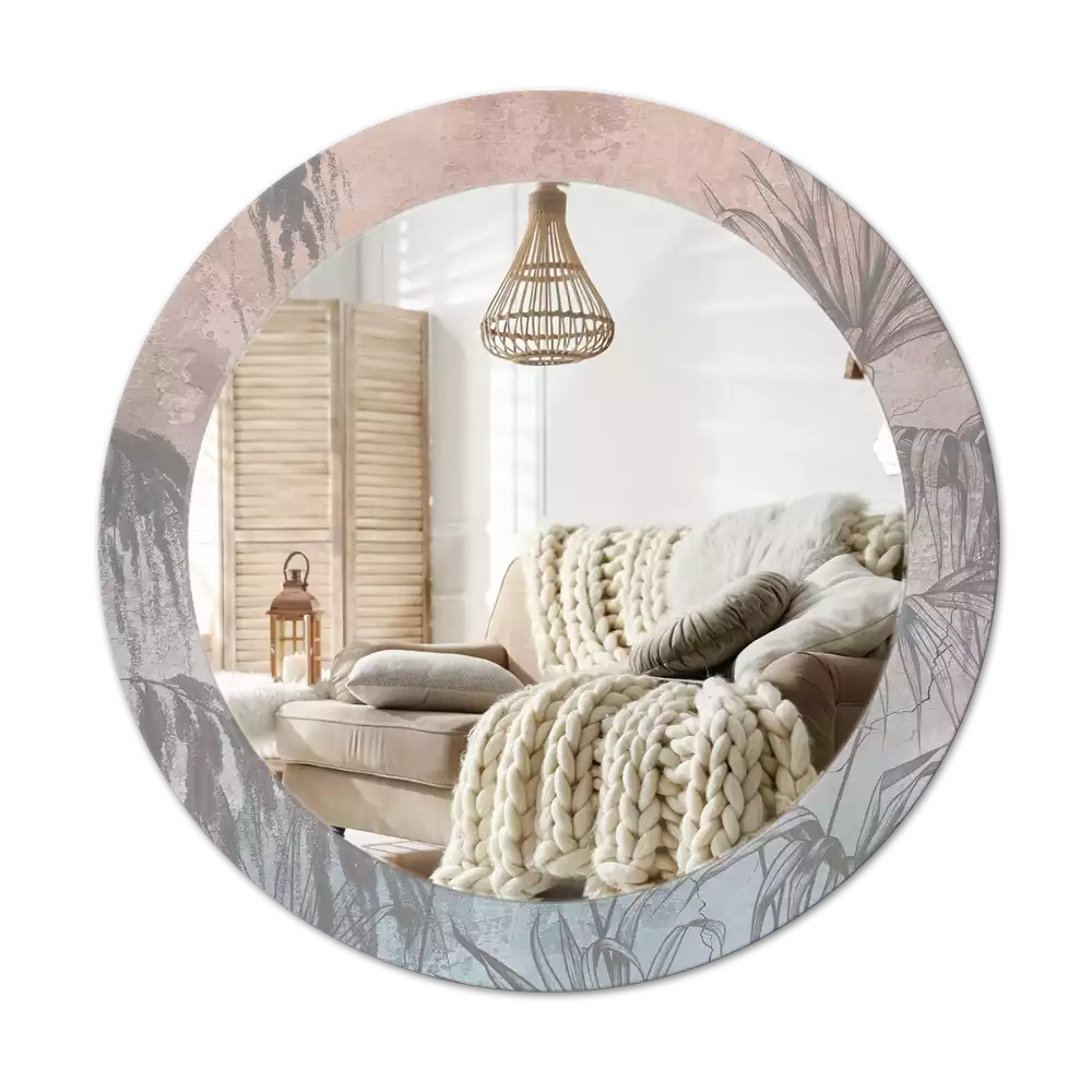 Lustro z drukowaną ramką w motywie tropikalnych kwiatów