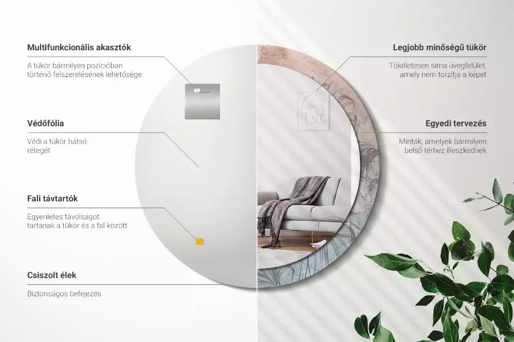 Lustro z drukowaną ramką w motywie tropikalnych kwiatów