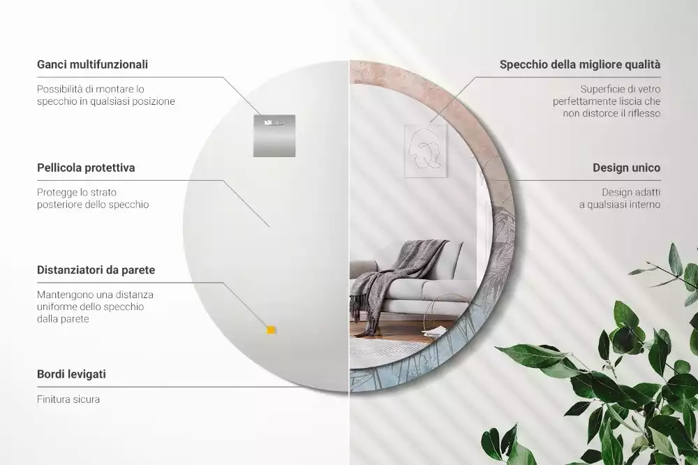 Lustro z drukowaną ramką w motywie tropikalnych kwiatów