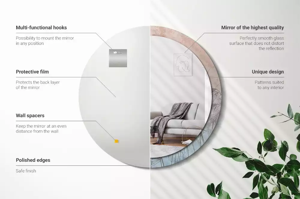 Lustro z drukowaną ramką w motywie tropikalnych kwiatów