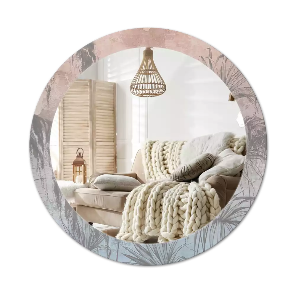 Lustro z drukowaną ramką w motywie tropikalnych kwiatów