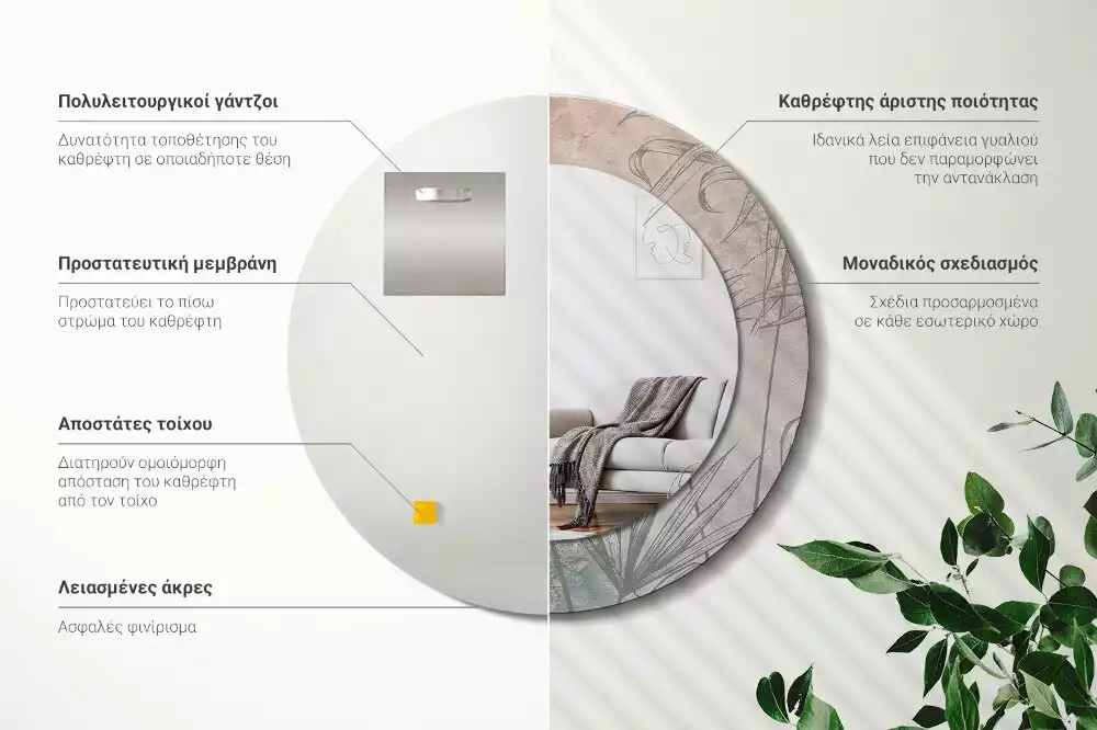 Lustro z drukowaną ramką w motywie tropikalnych kwiatów