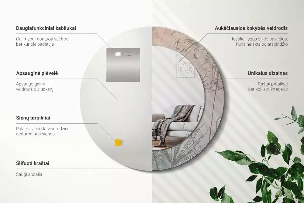 Lustro z drukowaną ramką w motywie tropikalnych kwiatów